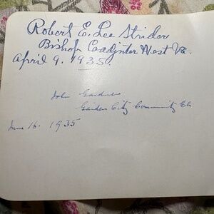 Episcopal Bishop John Strider Sr — 3 Signed Autographs on Single Page — 1930-50s